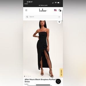 Lulus after hours black strapless ruffled maxi dress